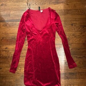 Elegant Red Velvet Dress
